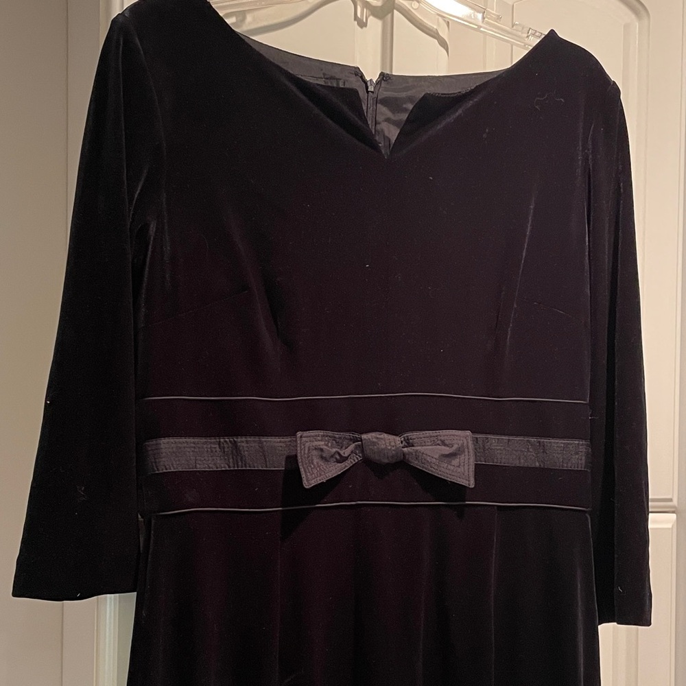 Vintage Donna Morgan Black Velvet Dress with Bow Detail - 12